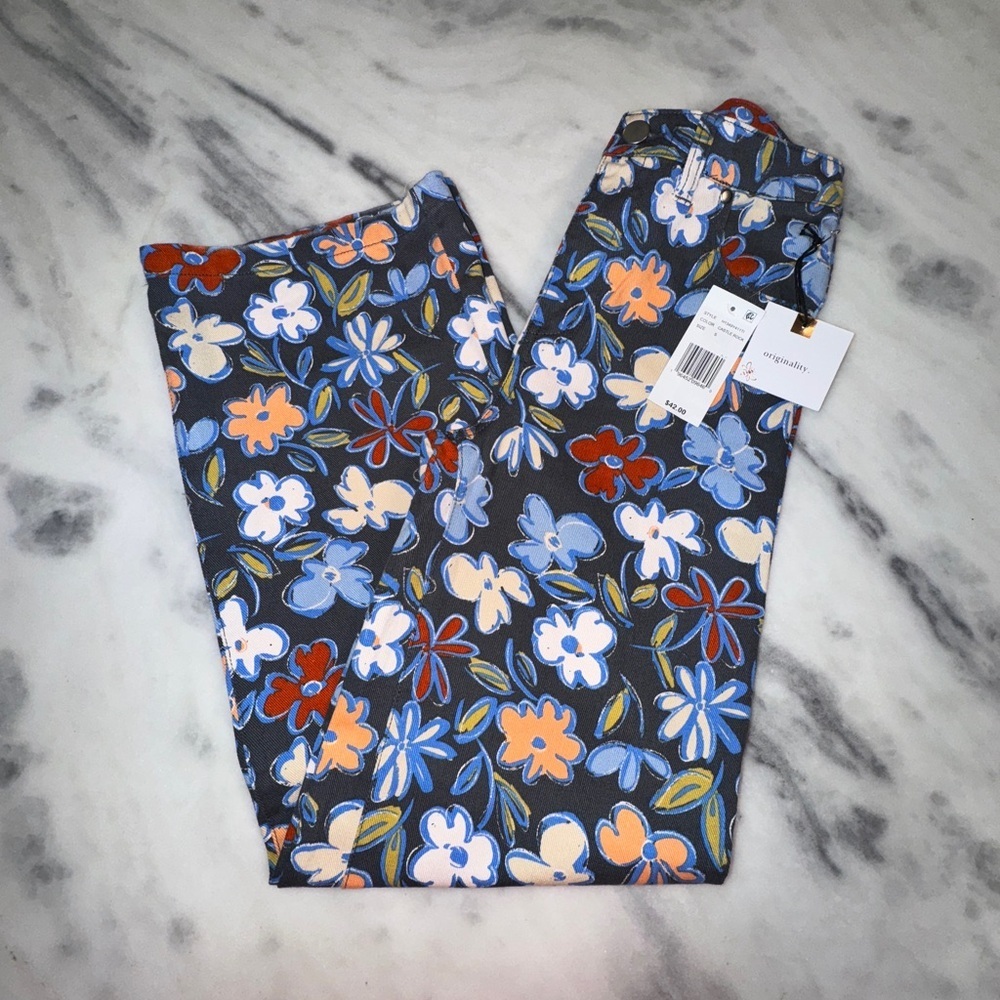 Originality (from Dillards) Girls Floral Jeans Size Small Straight Leg NWT